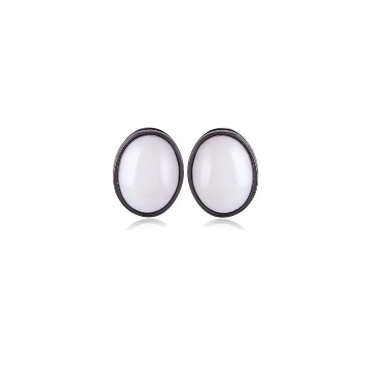 PEARLIZED PORCELAIN EARRING | BLACK RHODIUM | MINIMALIST | BRAINSTORM JEWELRY - Brainstorm Jewelry