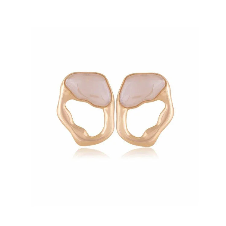 MILKY QUARTZ WAVY EARRING | GOLD PLATED |OPULENCE | BRAINSTORM JEWELRY - Brainstorm Jewelry