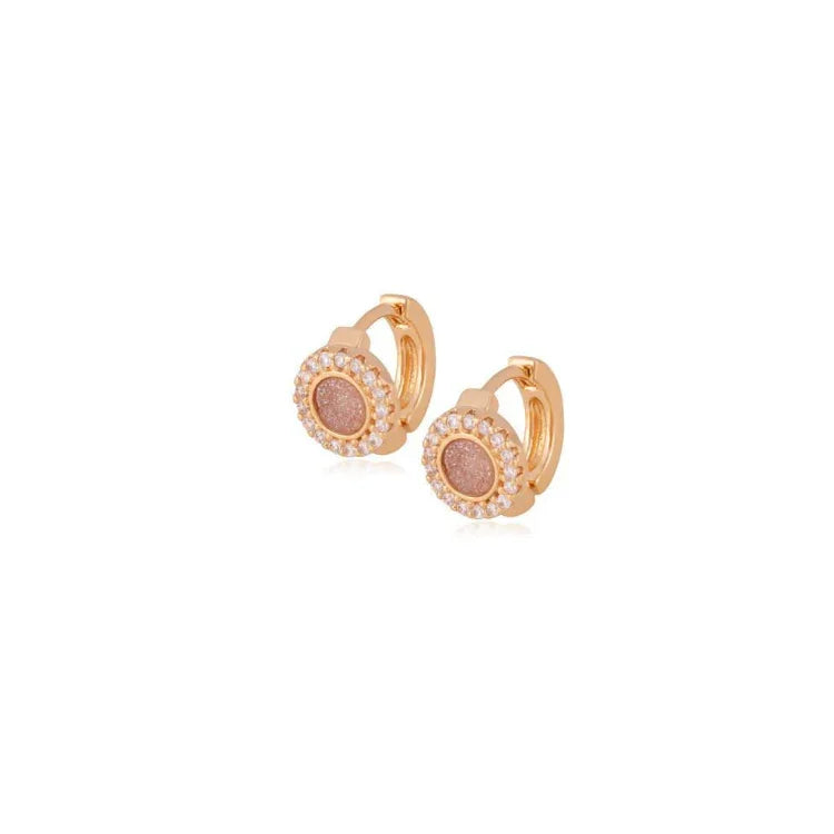 WHITE AGATE DRUSE HOOP EARRING | GOLD PLATED | MINIMALIST| BRAINSTORM JEWELRY - Brainstorm Jewelry