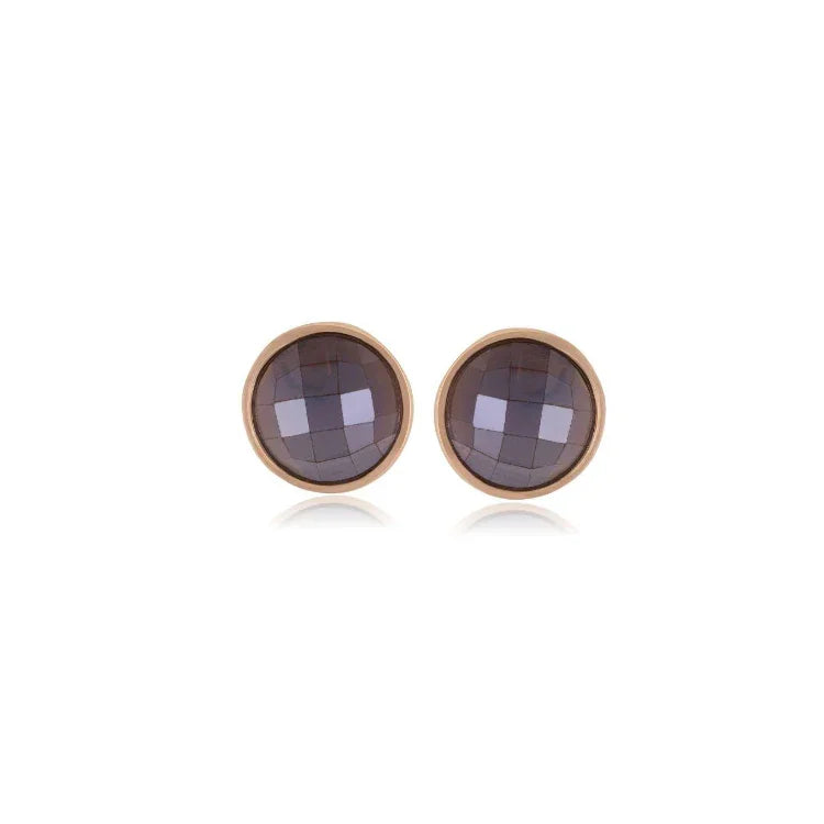 SMOKY QUARTZ LOOP EARRING | GOLD PLATED | MINIMALIST| BRAINSTORM JEWELRY - Brainstorm Jewelry