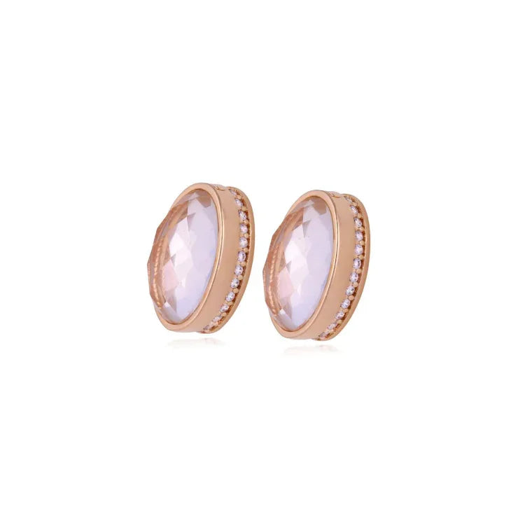ROCK CRYSTAL OVAL EARRING |GOLD PLATED | OPULENCE | BRAINSTORM JEWELRY - Brainstorm Jewelry