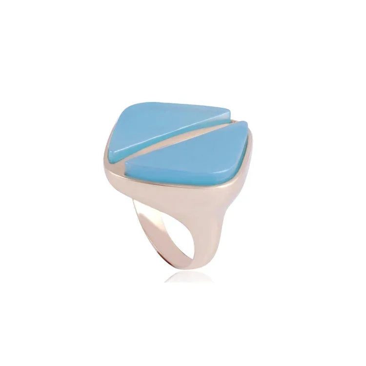 SKY BLUE BLUE SQUARE RING | GOLD PLATED | OPULENCE | BRAINSTORM JEWELRY - Brainstorm Jewelry