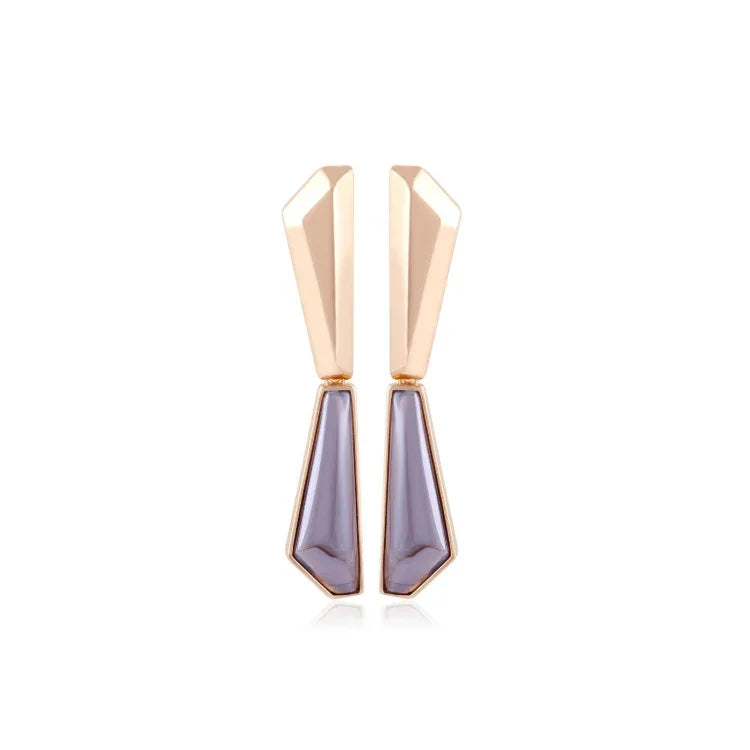 PEARLIZED SMOKY QUARTZ STONE PENDANT EARRING | GOLD PLATED | OPULENCE | BRAINSTORM JEWELRY - Brainstorm Jewelry