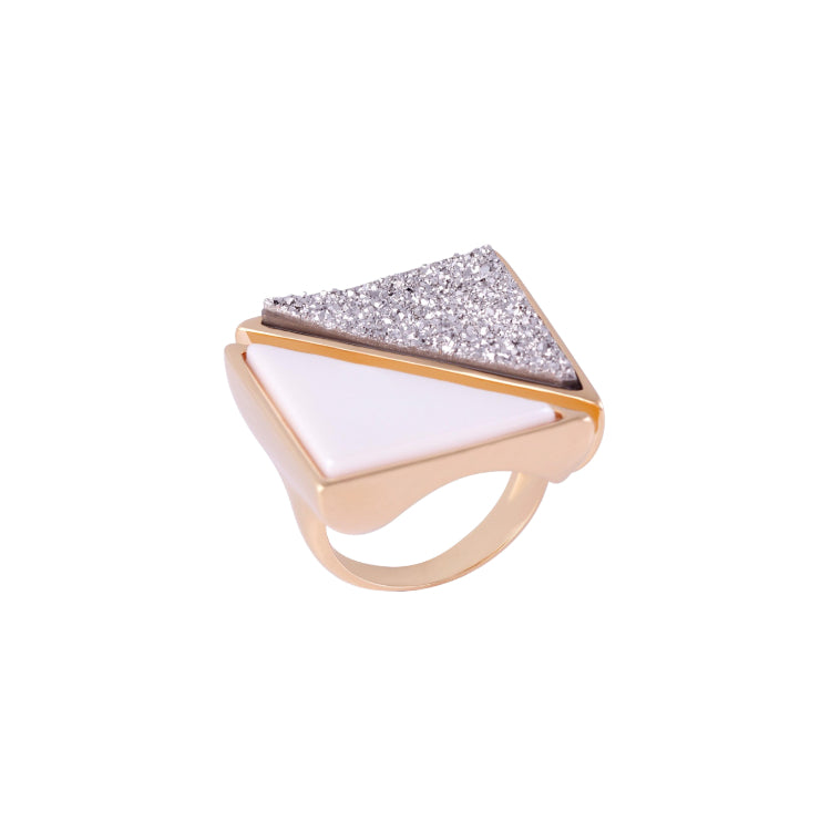 PLATINUM DRUSE AND PORCELAIN LUXURIA NECKLACE | GOLD PLATED | OPULENCE | BRAINSTORM JEWELRY