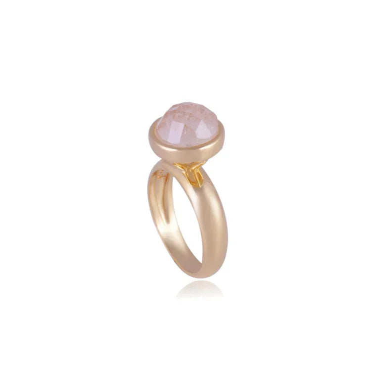 PINK AGATE LOOP RING | GOLD PLATED | MINIMALIST| BRAINSTORM JEWELRY - Brainstorm Jewelry