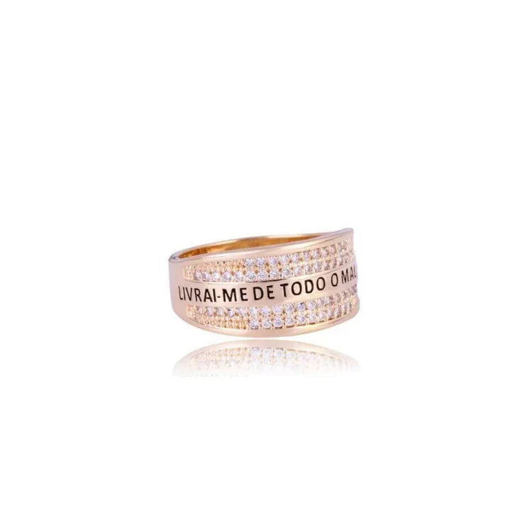 LIVRAI-ME DE TODO MAL ( Deliver me from evil ) - RING - GOLD PLATED - Brainstorm Jewelry