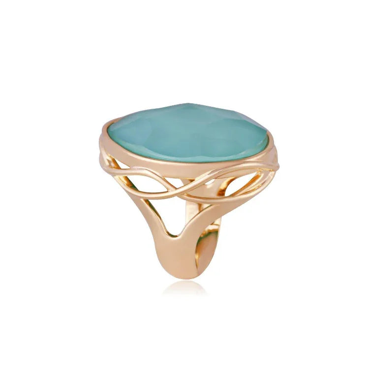 AQUAMARINE QUARTZ IMPERIAL RING | GOLD PLATED | OPULENCE | BRAINSTORM JEWELRY - Brainstorm Jewelry