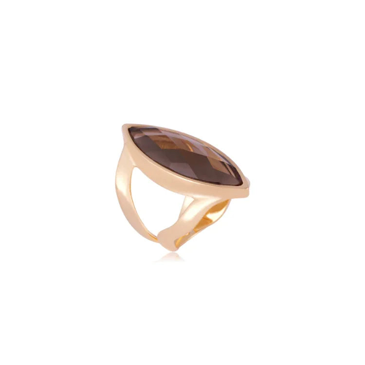 SMOKY QUARTZ ATOMIC RING | GOLD PLATED | OPULENCE | BRAINSTORM JEWELRY - Brainstorm Jewelry