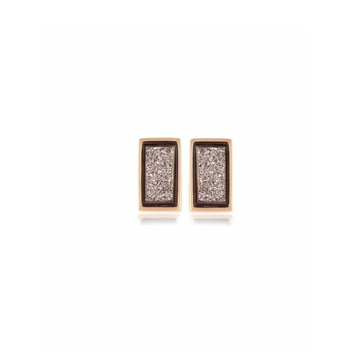 PLATINUM DRUSE LIGHT EARRING | GOLD PLATED | MINIMALIST | BRAINSTORM JEWELRY - Brainstorm Jewelry