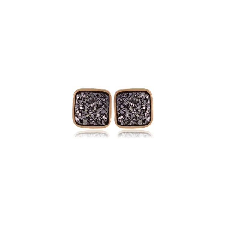 PLATINUM DRUSE SMALL SQUARE EARRING | GOLD PLATED | NEW RADIANT RANGE | BRAINSTORM JEWELRY - Brainstorm Jewelry