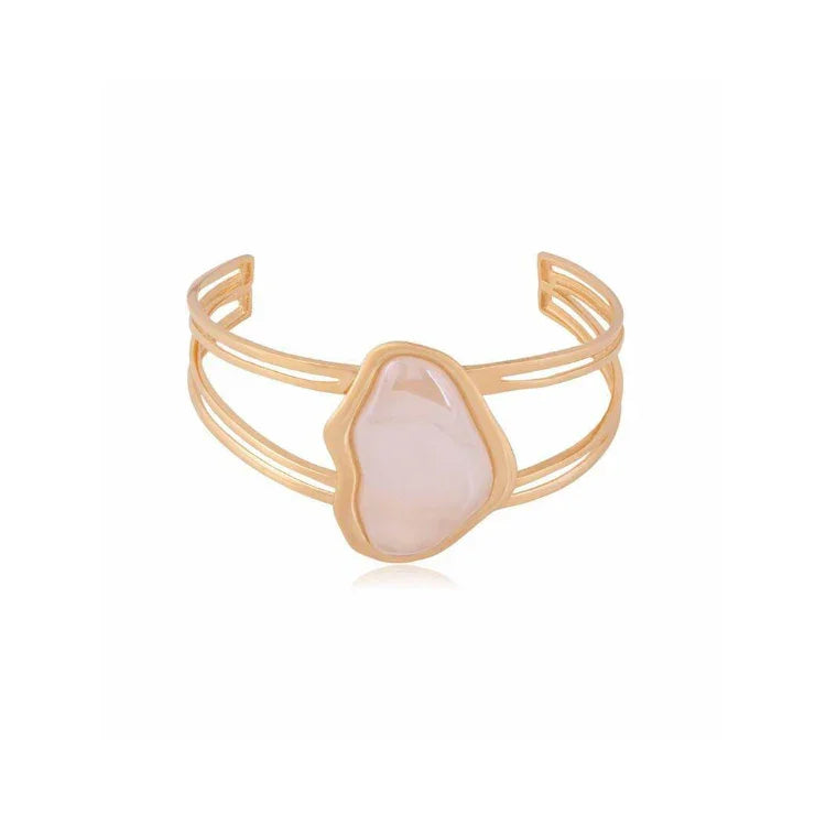MILKY QUARTZ WAVY BRACELET | GOLD PLATED |OPULENCE | BRAINSTORM JEWELRY - Brainstorm Jewelry