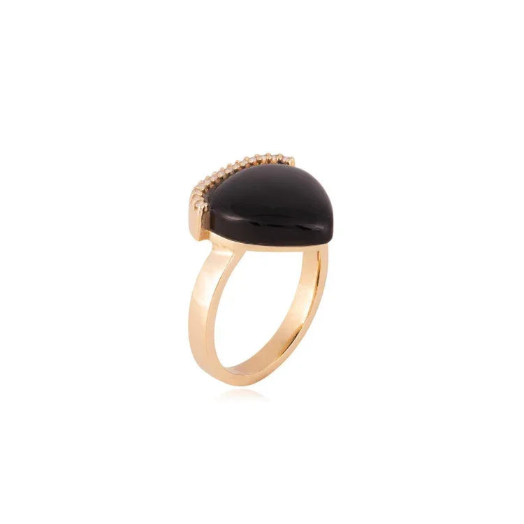 BLACK OBSIDIAN HEART RING | GOLD PLATED | NEW RADIANT RANGE | BRAINSTORM JEWELRY - Brainstorm Jewelry