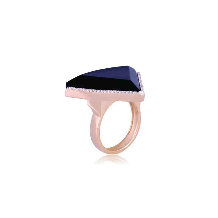 BLACK OBSIDIAN ARIA RING | GOLD PLATED | OPULENCE | BRAINSTORM JEWELRY - Brainstorm Jewelry
