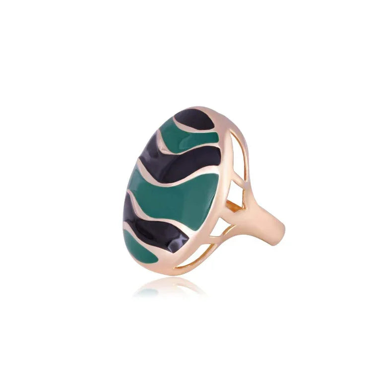 GREEN AND BLACK ENAMEL RING | GOLD PLATED | OPULENCE | BRAINSTORM JEWELRY - Brainstorm Jewelry