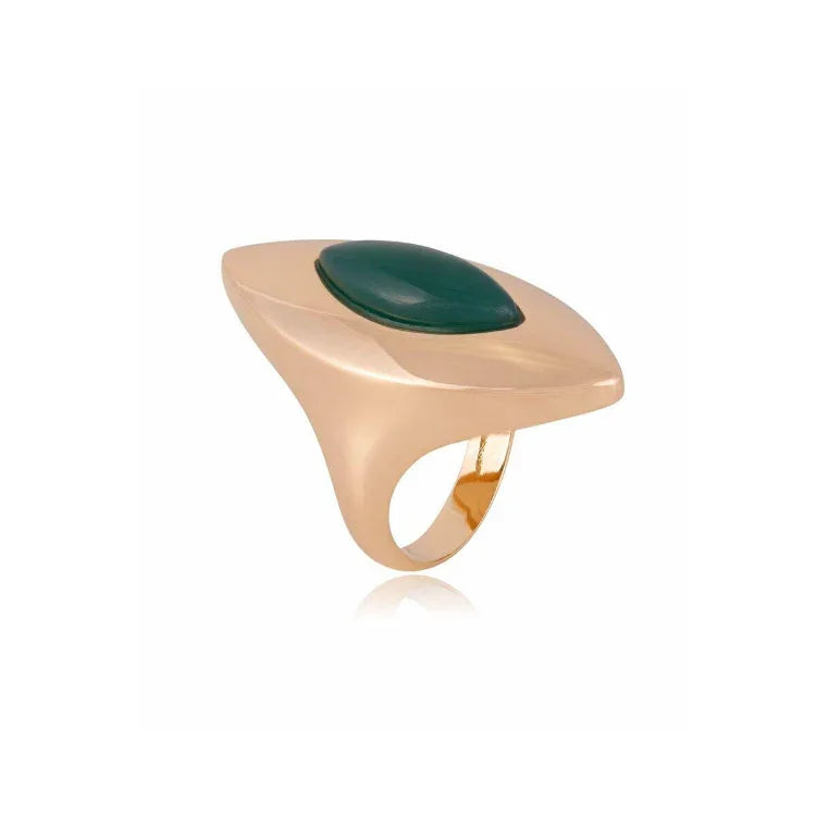 GREEN AGATE DELUX RING | GOLD PLATED | OPULENCE | BRAINSTORM JEWELRY - Brainstorm Jewelry