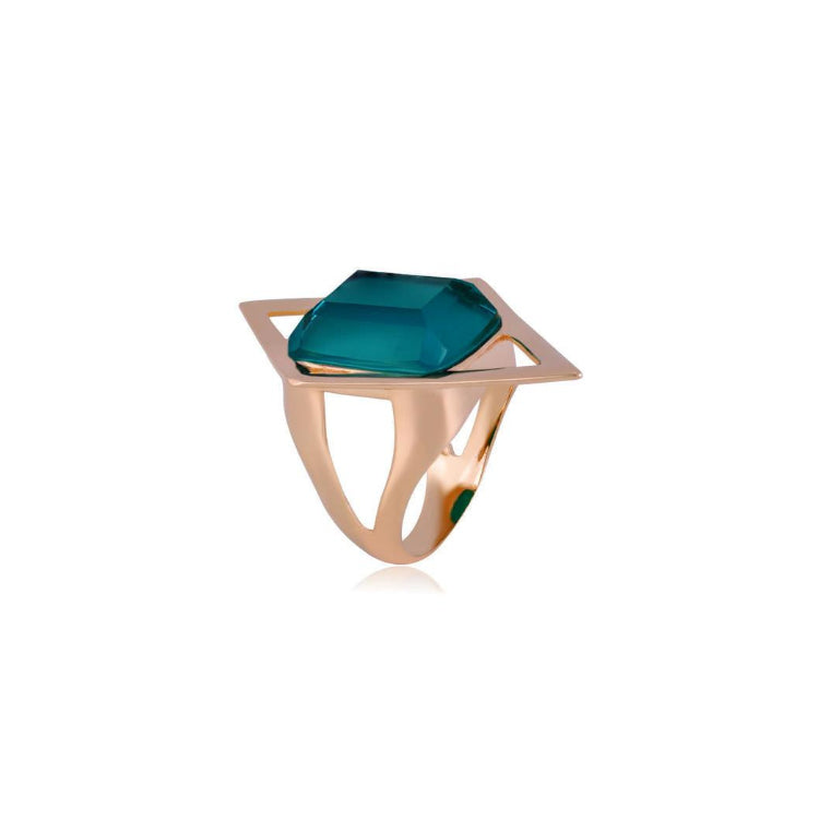 ANEL CYAN LUMINARA | BANHADO A OURO | OPULÊNCIA | JOIAS BRAINSTORM