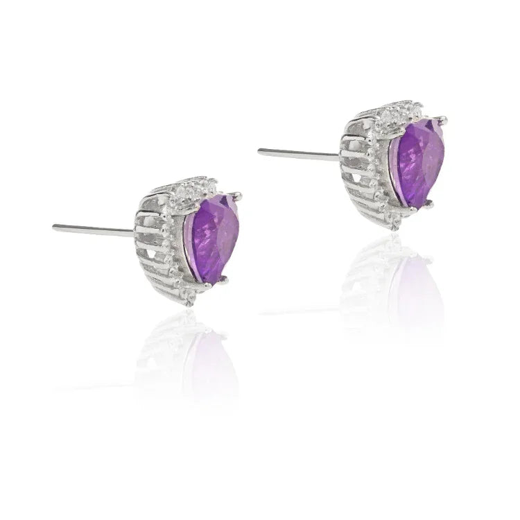 FUSION AMETHYST HEART ELIZABETH EARRING | SILVER | 925 QUEEN | BRAINSTORM JEWELRY - Brainstorm Jewelry