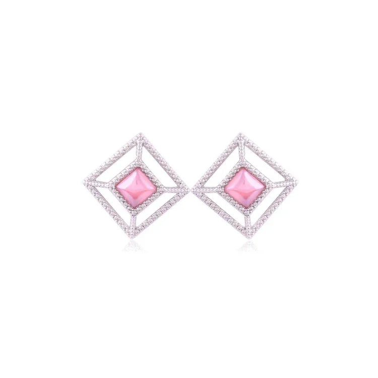 ROSE QUARTZ CASSIS JOY EARRING | WHITE RHODIUM | SHINE BRIGHT | BRAINSTORM JEWELRY - Brainstorm Jewelry