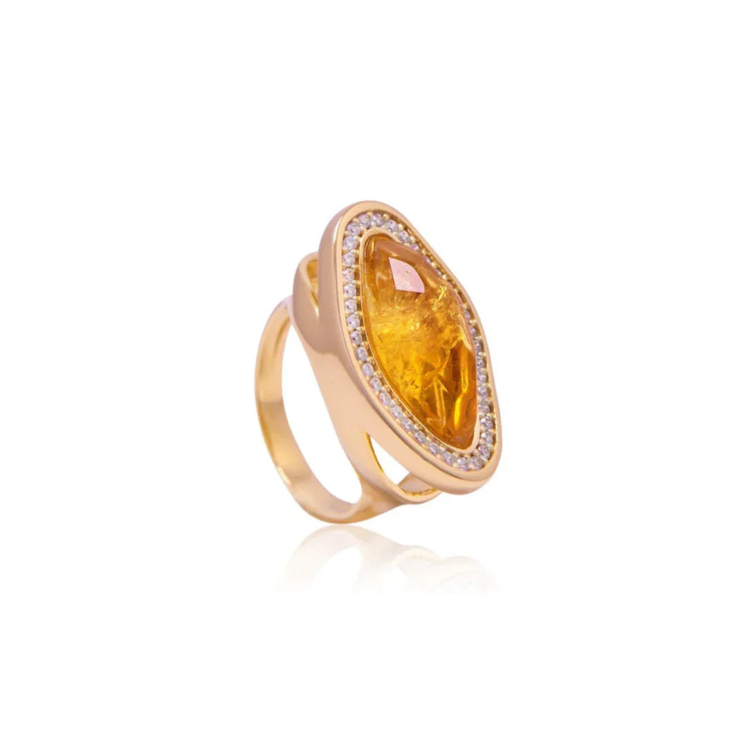 CITRINE DIAMOND RING CITY LIGHTS | GOLD PLATED | OPULENCE | BRAINSTORM JEWELRY | NYFW | BRAINSTORM JEWELRY - Brainstorm Jewelry