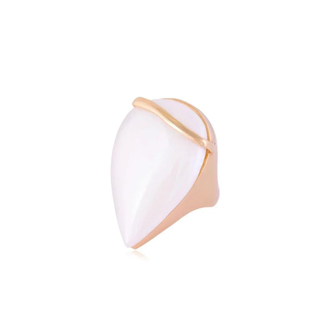 WHITE PORCELAIN METROPOLITAN RING | GOLD PLATED | NYFW | BRAINSTORM JEWELRY - Brainstorm Jewelry
