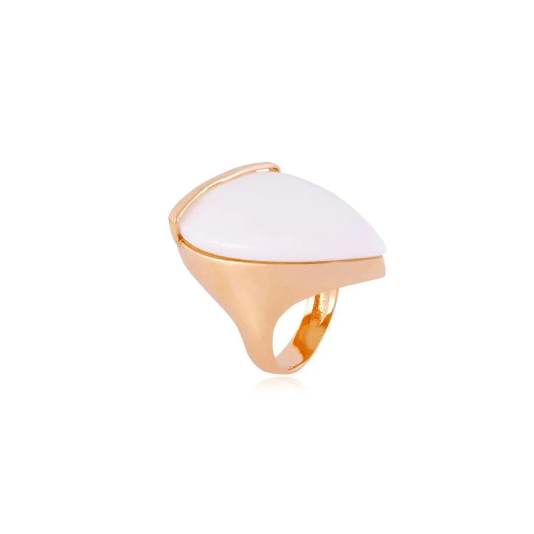WHITE PORCELAIN METROPOLITAN RING | GOLD PLATED | NYFW | BRAINSTORM JEWELRY - Brainstorm Jewelry