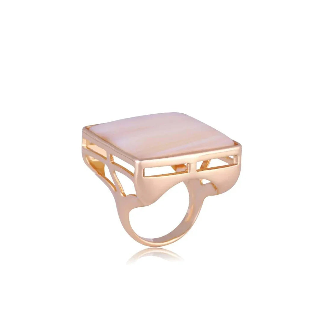 MOTHER OF PEARL HARLEM BIG RING | GOLD PLATED | NYFW | BRAINSTORM JEWELRY - Brainstorm Jewelry