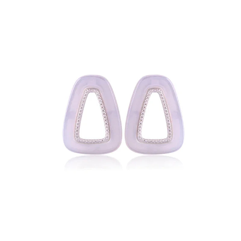 WHITE AGATE LIBERTY LUXE EARRING | WHITE RHODIUM | NYFW | BRAINSTORM JEWELRY - Brainstorm Jewelry