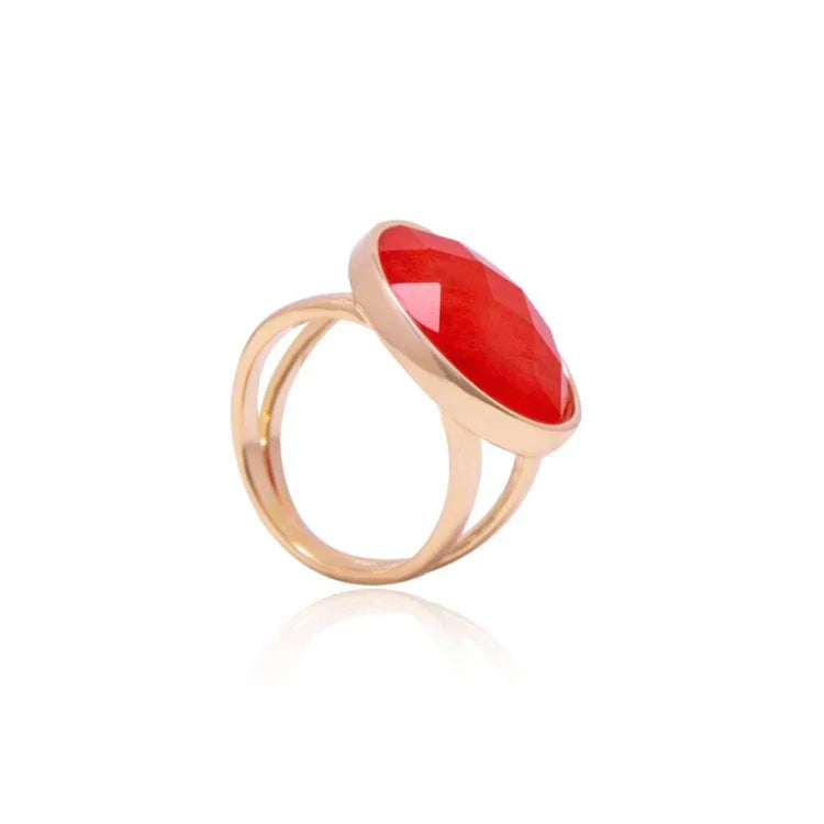 CHERY RED BIG APPLE BLING SMALL RING | GOLD PLATED | NYFW | BRAINSTORM JEWELRY - Brainstorm Jewelry