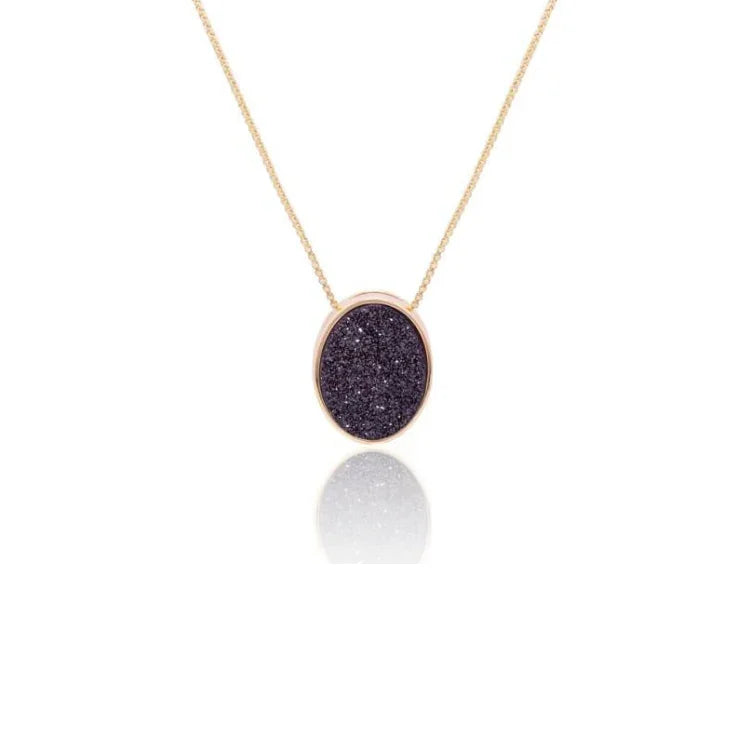 BLACK DRUSE SOHO NECKLACE | GOLD PLATED | NYFW | BRAINSTORM JEWELRY - Brainstorm Jewelry