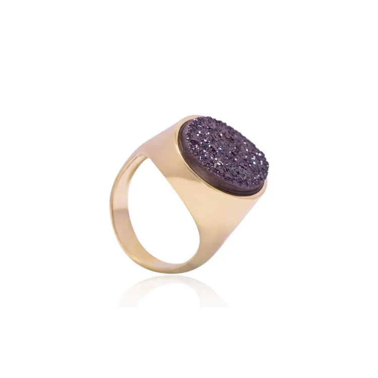 BLACK DRUSE SOHO RING| GOLD PLATED | NYFW | BRAINSTORM JEWELRY - Brainstorm Jewelry