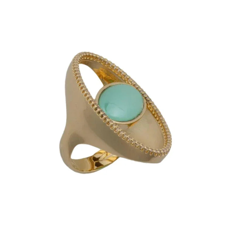 AQUAMARINE MADISON AVENUE MEDIUM RING | GOLD PLATED | NYFW | BRAINSTORM JEWELRY - Brainstorm Jewelry