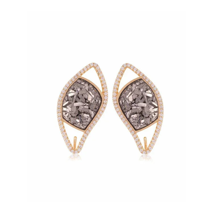 PLATINUM DRUSE BROADWAY SMALL EARRING | GOLD PLATED | NYFW | BRAINSTORM JEWELRY - Brainstorm Jewelry