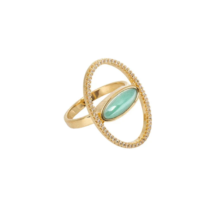 AQUAMARINE MADISON AVENUE SMALL RING | GOLD PLATED | NYFW | BRAINSTORM JEWELRY - Brainstorm Jewelry