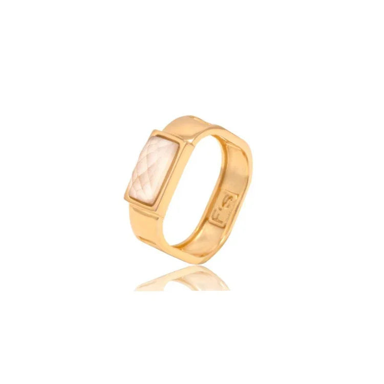 MILKY QUARTZ CHRYSLER RING | GOLD PLATED | OPULENCE | NYFW | BRAINSTORM JEWELRY - Brainstorm Jewelry