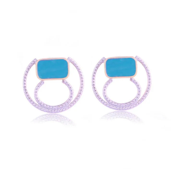 TURQUOISE BLUE QUARTZ HUDSON WHISPER EARRING – GOLD PLATED | NYFW | BRAINSTORM JEWELRY - Brainstorm Jewelry