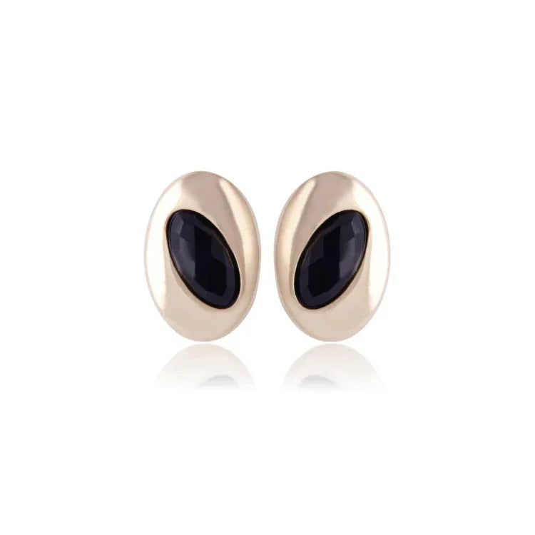 BLACK OBSIDIAN TIMES SQUARE SMALL EARRING | GOLD PLATED | NYFW | BRAINSTORM JEWELRY - Brainstorm Jewelry