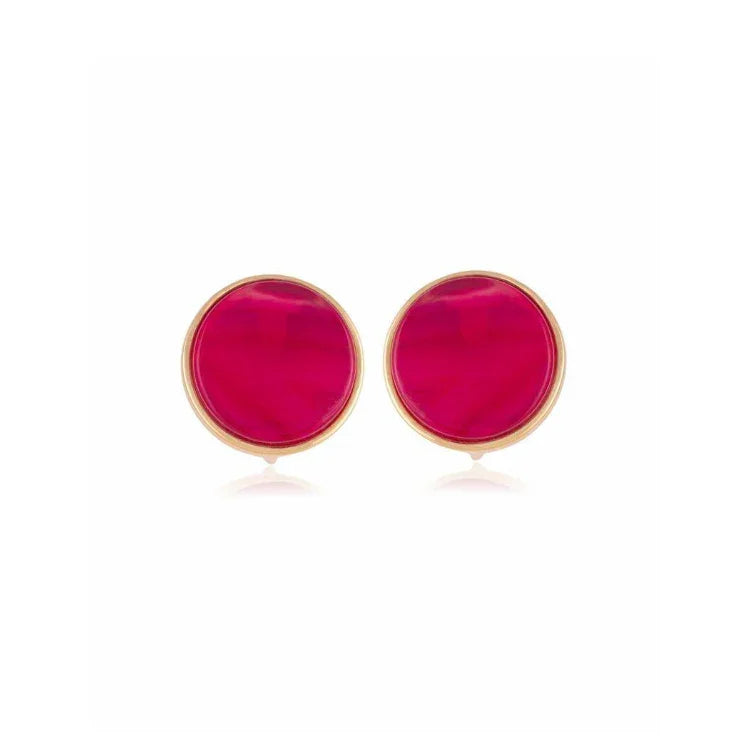 PINK AGATE DAHLIA EARRING | GOLD PLATED | MINIMALIST | BRAINSTORM JEWELRY - Brainstorm Jewelry