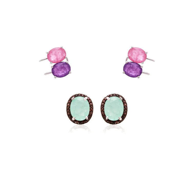 TOURMALINE AND AMETHYST VIVIAN EARRING | SILVER | 925 QUEEN | BRAINSTORM JEWELRY - Brainstorm Jewelry