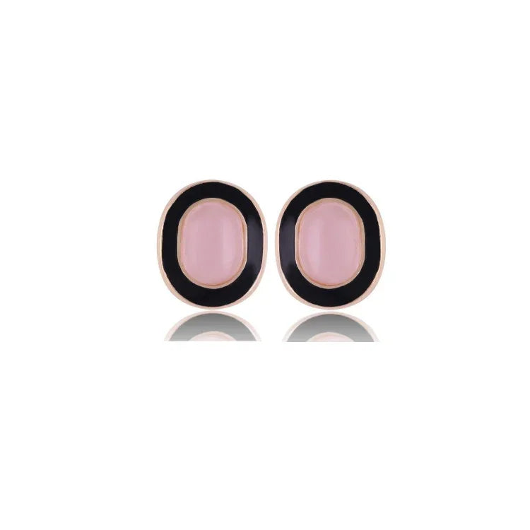 ROSE QUARTZ WITH RESIN DETAIL - MEDIUM-SIZED EARRING - GOLD PLATED | BRAINSTORM JEWELRY - Brainstorm Jewelry