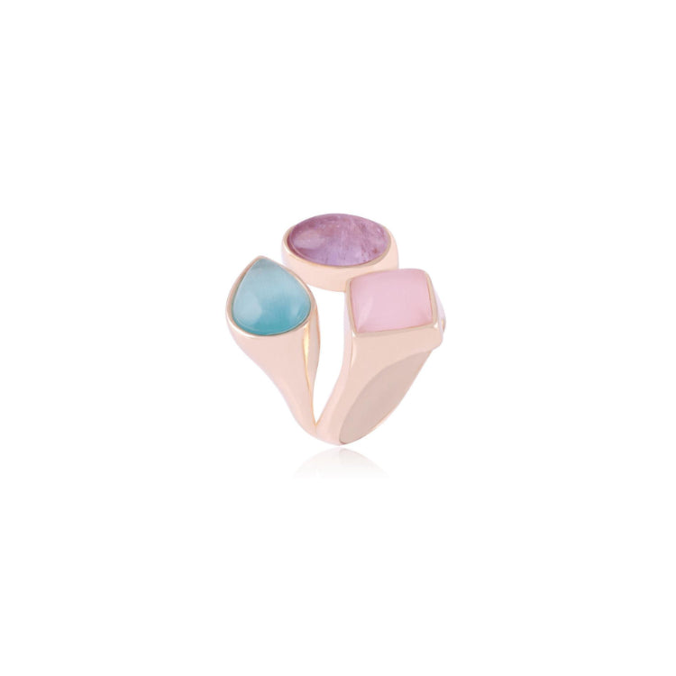 PINK, BLUE AND AMETHYST STONES OPAL RING | GOLD PLATED | OPULENCE | BRAINSTORM JEWELRY - Brainstorm Jewelry