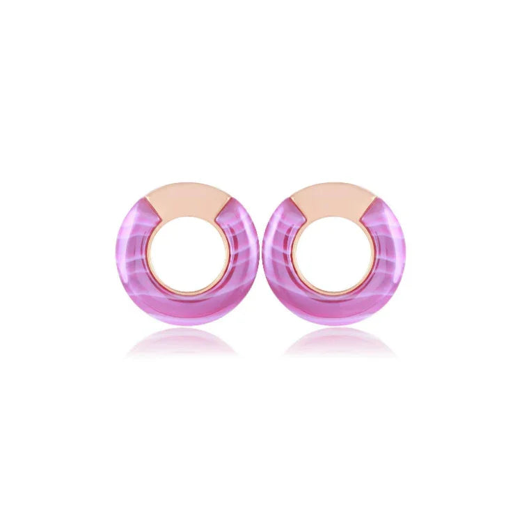 STRIPED PINK AGATE CIRCLE EARRING | GOLD PLATED | OPULENCE | BRAINSTORM JEWELRY - Brainstorm Jewelry