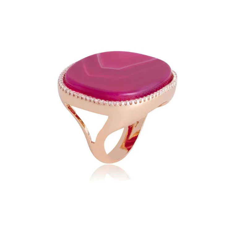 PINK AGATE WALL STREET RING | GOLD PLATED | NYFW | BRAINSTORM JEWELRY - Brainstorm Jewelry