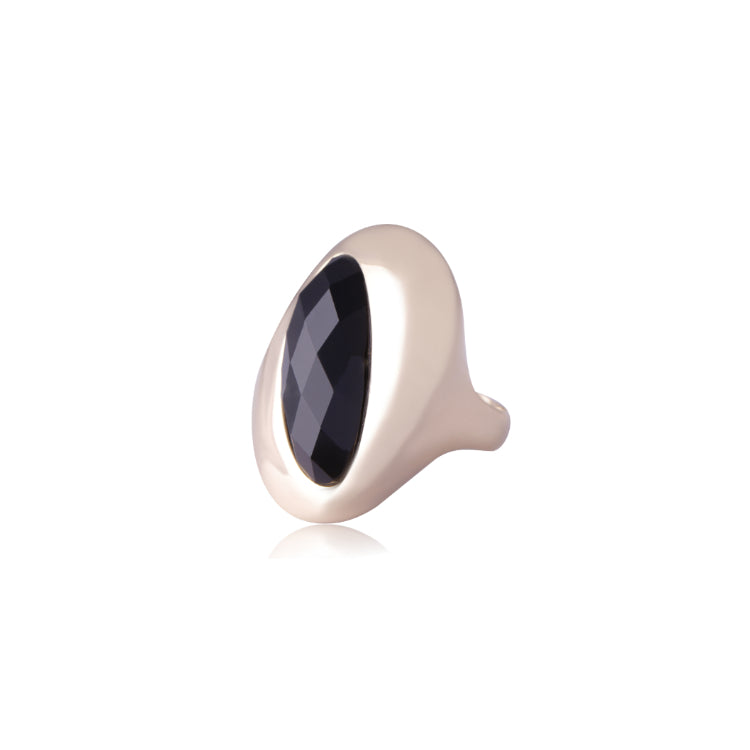 BLACK OBSIDIAN TIMES SQUARE RING |GOLD PLATED | NYFW | BRAINSTORM JEWELRY