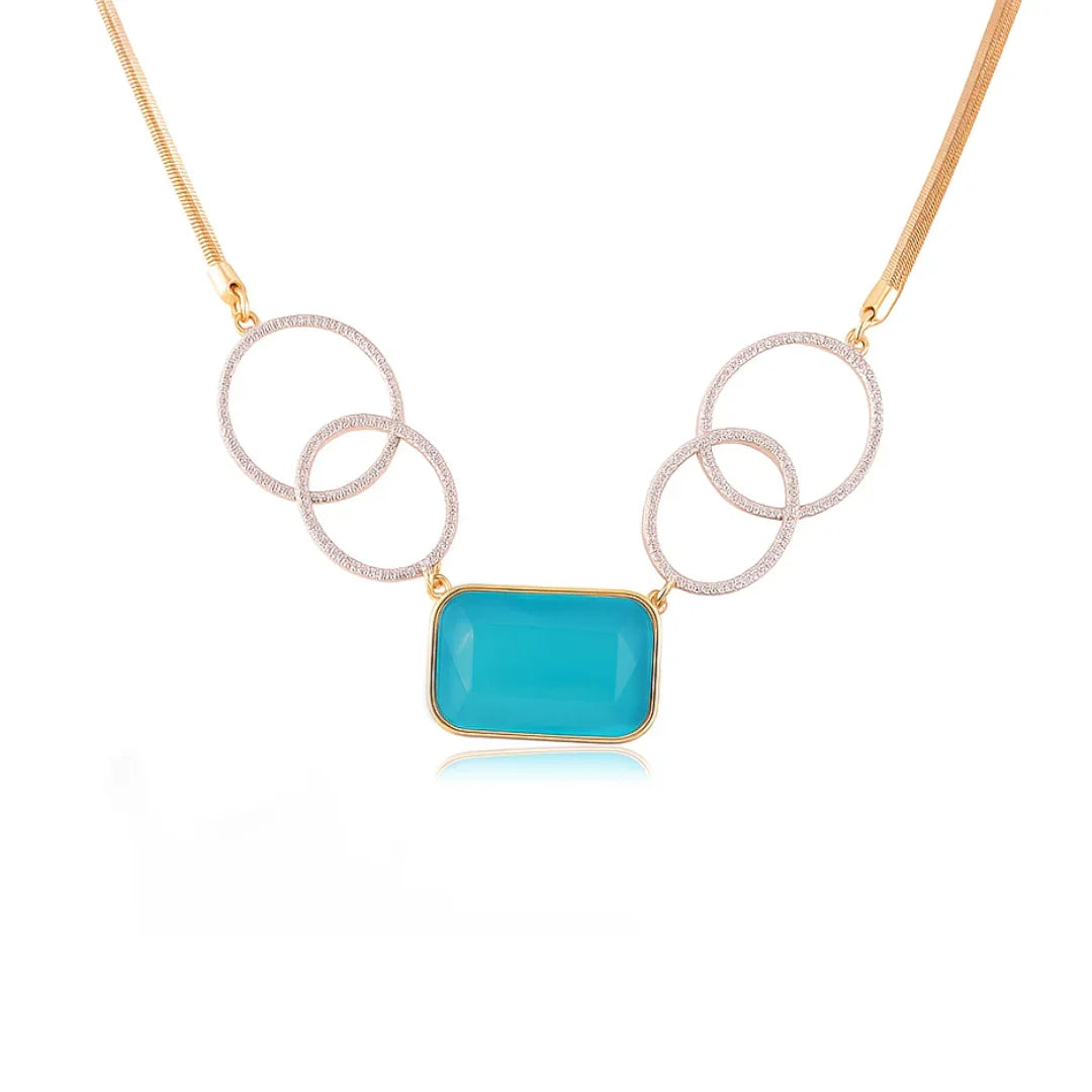 TURQUOISE BLUE QUARTZ HUDSON WHISPER NECKLACE | GOLD PLATED | NYFW | BRAINSTORM JEWELRY