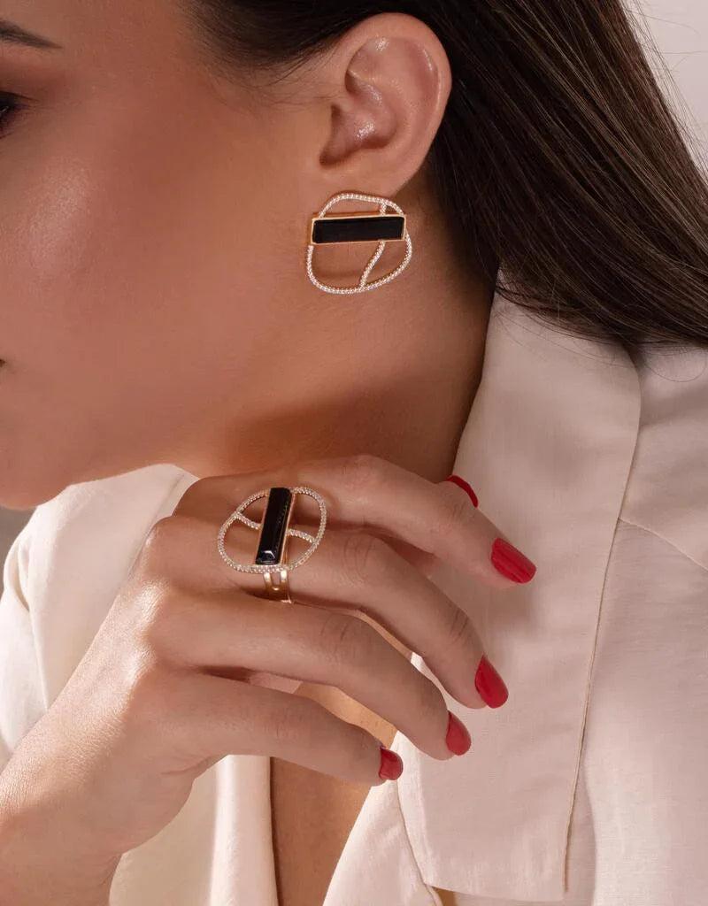 BLACK OBSIDIAN MIDNIGHT FURY EARRING | GOLD PLATED | OPULENCE | BRAINSTORM JEWELRY - Brainstorm Jewelry