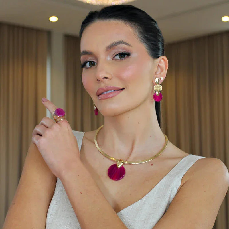 PINK AGATE MARQUESA RING | GOLD PLATED | OPULENCE | BRAINSTORM JEWELRY - Brainstorm Jewelry