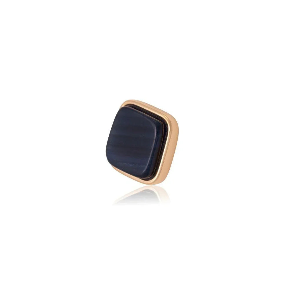 BLUE BIC AGATE SQUARE EARRING | GOLD PLATED | MINIMALIST| BRAINSTORM JEWELRY - Brainstorm Jewelry