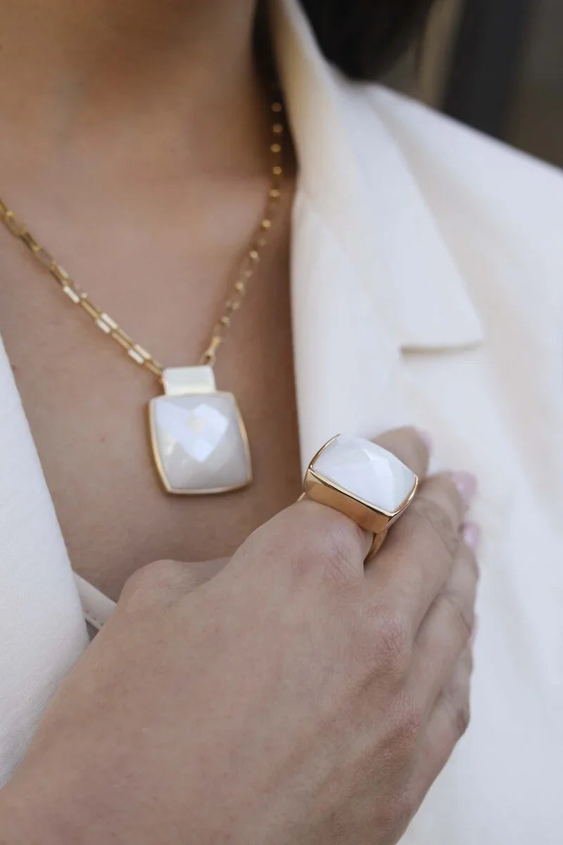 MOTHER OF PEARL - HARLEM NECKLACE | GOLD PLATED | NYFW | BRAINSTORM JEWELRY - Brainstorm Jewelry