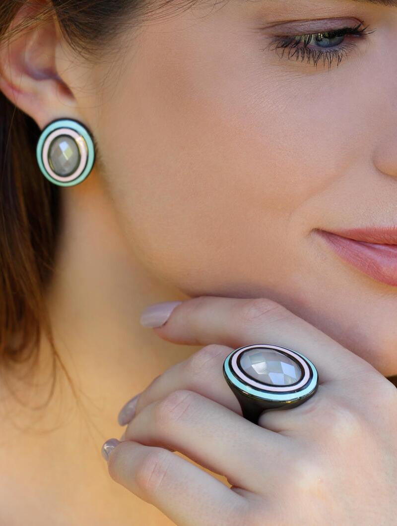 MILKY QUARTZ DREAM RING | BLACK RHODIUM | ECLIPSE | BRAINSTORM JEWELRY - Brainstorm Jewelry