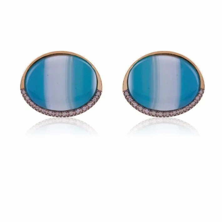 BLUE AGATE AURA EARRING | GOLD PLATED | NEW RADIANT RANGE | BRAINSTORM JEWELRY - Brainstorm Jewelry